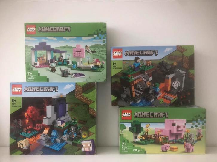 4 x Lego Minecraft sealed sets: 21166, 21172, 21268, 21253, Kinderen en Baby's, Speelgoed | Duplo en Lego, Nieuw, Lego, Ophalen of Verzenden