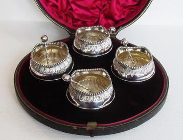 Ensemble ancien de salières victoriennes en argent Sheffield, Enlèvement ou Envoi, Argent