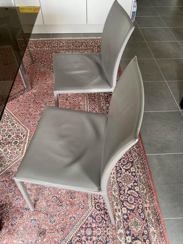 6 prachtige grijs lederen stoelen Zanotta, Huis en Inrichting, Ophalen, Grijs