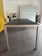 (bureau)tafel inox onderstel / zwart blad, Zakelijke goederen, Gebruikt, Tafel, Ophalen, Kantine of Aula