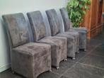 Set 4 comfortabele grijze sèudelook stoelen op wieltjes, Ophalen, Overige materialen, Zo goed als nieuw, Vier