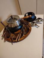 Retro 6-persoonsfondueset met draaiplateau & toebehoren, Enlèvement, Utilisé, Bougie chauffe-plat, Service à fondue