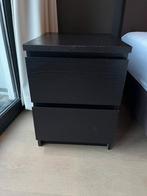IKEA MALM Ladekast 2 lades, zwartbruin, 40x55 cm - nachtkast, Huis en Inrichting, Ophalen, Minder dan 50 cm, 1 of 2 laden, Zo goed als nieuw