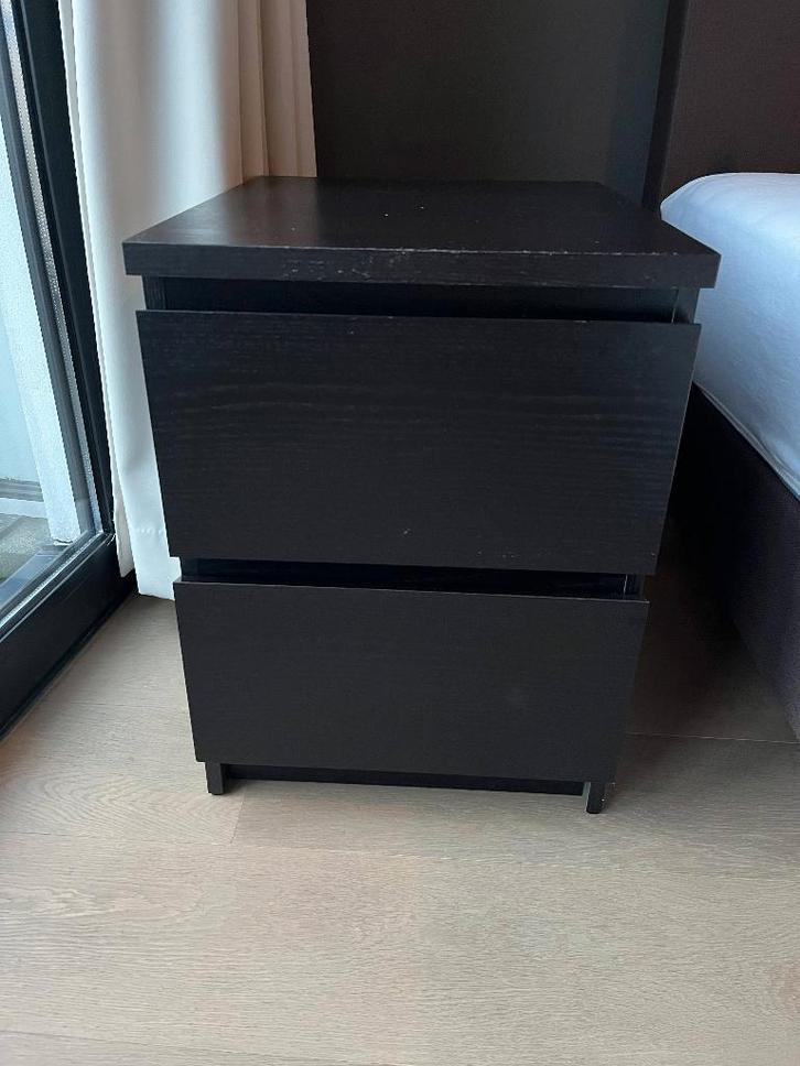 IKEA MALM Ladekast 2 lades, zwartbruin, 40x55 cm - nachtkast, Huis en Inrichting, Kasten | Ladekasten, Zo goed als nieuw, Minder dan 100 cm