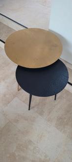 Set van 2 metalen bijzettafeltjes, zwart en goud., Enlèvement