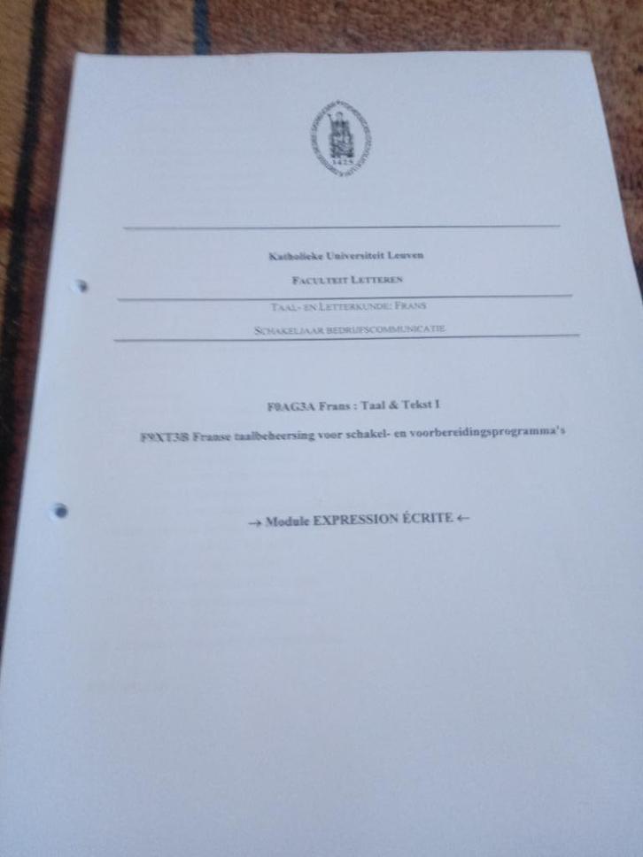 Syllabus Module Expression écrite, Boeken, Studieboeken en Cursussen, Nieuw, Hoger Onderwijs, Alpha, Verzenden