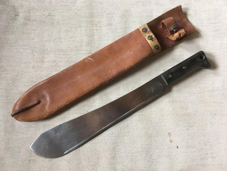 wo2 - US machette 1944 met lederen schede, Legitimus, Verzamelen, Militaria | Tweede Wereldoorlog, Landmacht, Mes of Dolk, Ophalen of Verzenden