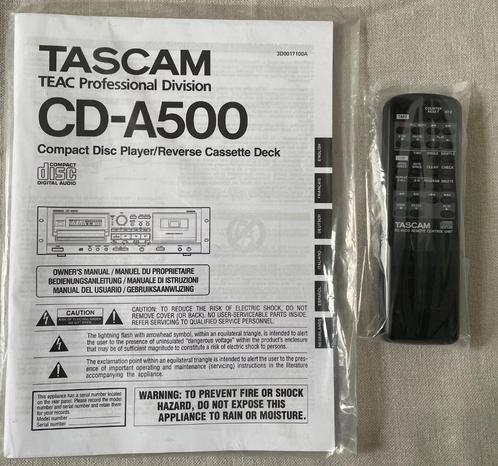 Tascam CD A 500, TV, Hi-fi & Vidéo, Chaîne Hi-fi, Comme neuf, Deck cassettes ou Lecteur-enregistreur de cassettes, Lecteur CD
