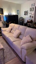 Witlederen salon met 2 relaxen, Ophalen, Zo goed als nieuw, Leer, Modern