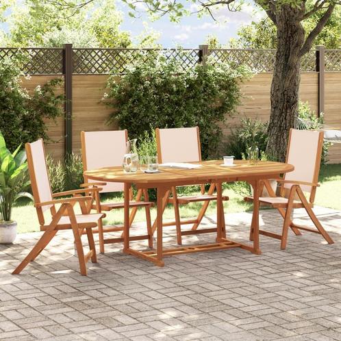 Tuinset Arend massief acaciahout-textileen - uitschuifbaar, Tuin en Terras, Tuinsets en Loungesets, Nieuw, Tuinset, Hardhout, 4 zitplaatsen