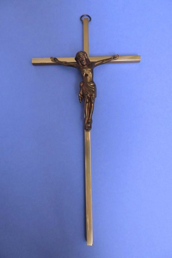 Crucifix en laiton - 25cm - Christ en croix, Antiquités & Art, Antiquités | Objets religieux, Enlèvement ou Envoi
