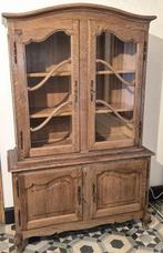 Vintage massief eikenhouten vitrinekast uit de jaren 60, Huis en Inrichting, Ophalen, Eikenhout