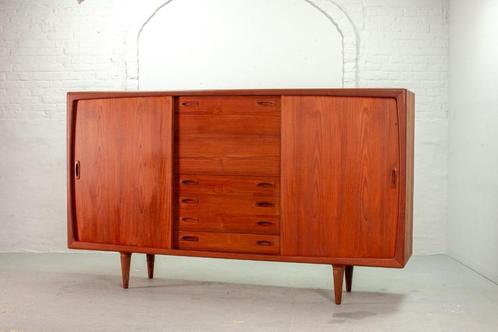 Vintage HP Hansen Deens Design teak dressoir wandkast, 1960s, Huis en Inrichting, Kasten | Dressoirs, Gebruikt, 200 cm of meer