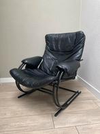Vintage leren fauteuil, Huis en Inrichting, Fauteuils, Ophalen, Metaal, Vintage