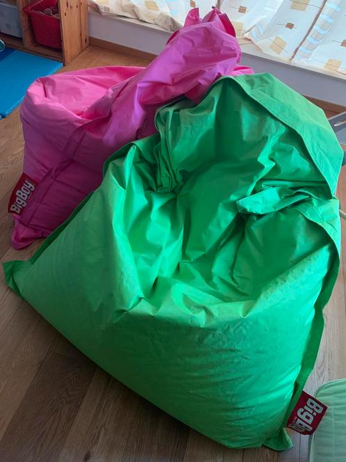 2 XXL BigBoy by Infurn perenzitjes - fuchsia roze en groen, Huis en Inrichting, Zitzakken, Zo goed als nieuw, Zitzak, Groen, Ophalen