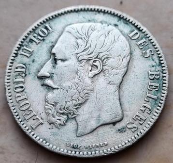 5 Francs 1876 Leopold II  beschikbaar voor biedingen