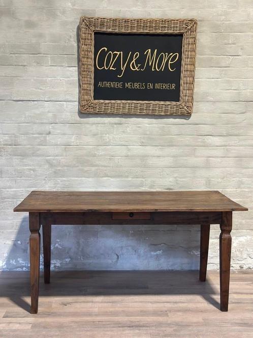 Antieke Franse boerentafel - 167 x 88 cm / 1 lade, Antiek en Kunst, Antiek | Meubels | Tafels, Ophalen of Verzenden