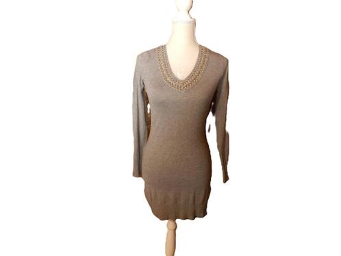 (47) -robe femme t.36 grise - enzoria -, Kleding | Dames, Jurken, Zo goed als nieuw, Maat 36 (S), Grijs, Knielengte, Ophalen of Verzenden
