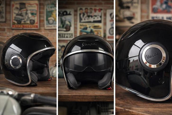 Casque vespa noir, Fietsen en Brommers, Brommerhelmen, Gebruikt, Medium, Ophalen of Verzenden