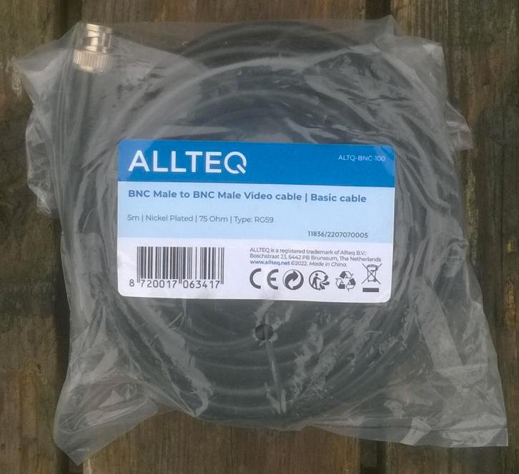 Video kabel BNC - BNC, 5 meter 75 Ohm, Audio, Tv en Foto, Fotografie | Professionele apparatuur, Nieuw, Ophalen of Verzenden