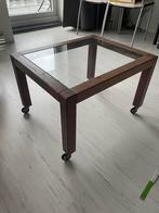 Salontafel bijzettafel hout/glas op wielen, Maison & Meubles, Tables | Tables de salon, 50 à 100 cm, Rectangulaire, Moins de 50 cm