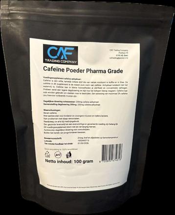 Cafeïne anhydraat poeder 100 gram pharma grade beschikbaar voor biedingen