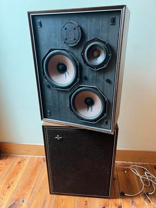 2x Philips 22rh427 vintage ‘70 luidsprekers, Audio, Tv en Foto, Luidsprekerboxen, Gebruikt, Front, Rear of Stereo speakers, Philips