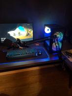 Game pc met toetsebord microfoon muismat en scherm, Computers en Software, Desktop Pc's, Ophalen