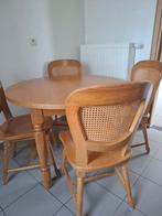 Keukentafel met 4 stoelen, Huis en Inrichting, Ophalen, Rond, Zo goed als nieuw, Vier personen