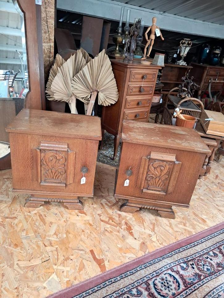 Eiken nachtkastjes (set van 2), Huis en Inrichting, Slaapkamer | Nachtkastjes, Gebruikt, Minder dan 55 cm, 45 tot 65 cm, Hout