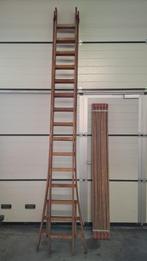 DUBBELE HOUTEN LADDER EN SCHUIFPLANK, Doe-het-zelf en Bouw, Ladders en Trappen, Ophalen, Zo goed als nieuw, Ladder, Opvouwbaar of Inschuifbaar