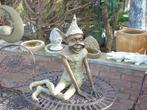 Bronzen elf of trol die naast elkaar zit met de handen, Tuin en Terras, Ophalen of Verzenden, Nieuw