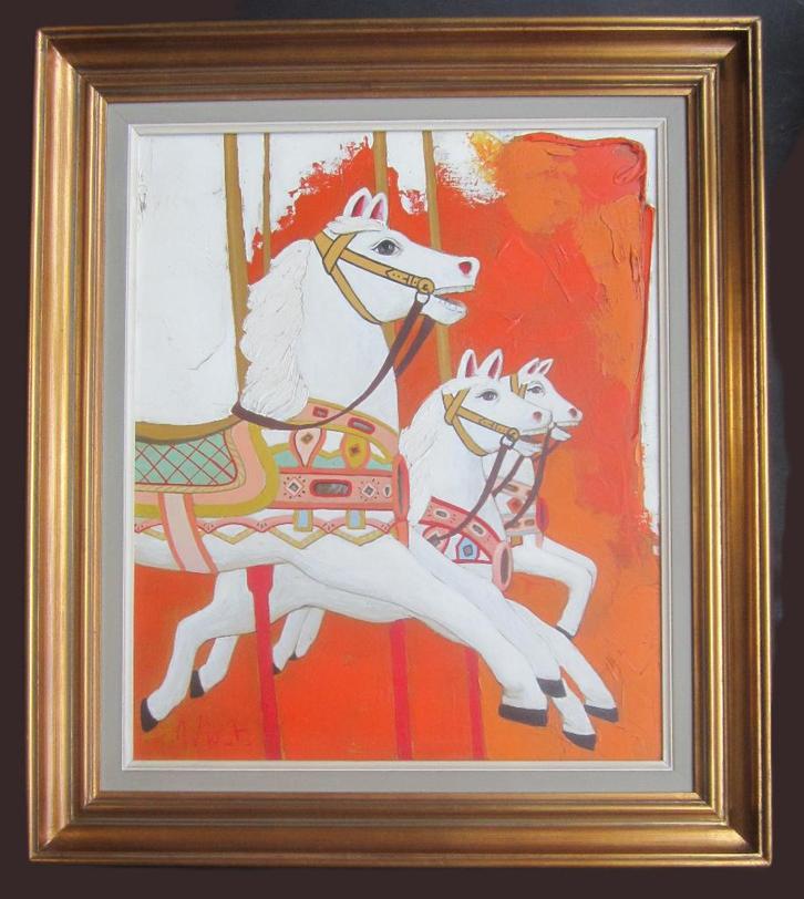 "Cheveaux de bois" - Jef Wauters (1927 - 2013), Antiquités & Art, Art | Peinture | Classique, Enlèvement