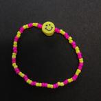 Bracelet avec rocailles roses et jaunes fluo et smiley, Rose, Bracelet, Enlèvement ou Envoi, Neuf