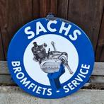 Tof vintage emaille bord Sachs bromfiets-service., Verzamelen, Ophalen of Verzenden, Gebruikt, Reclamebord