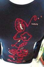 creatief bloem zwart ’90-ties T-shirt, Zwart, Un Jour Ailleurs, Ophalen of Verzenden, Lange mouw