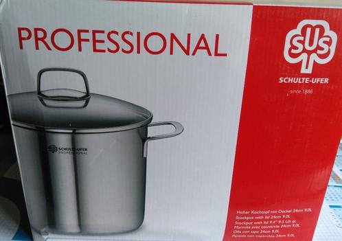 Roestvrijstalen kookpan met glazen deksel – 24 cm – 9 liter, Huis en Inrichting, Keuken | Potten en Pannen, Nieuw, Kookpan of Snelkookpan