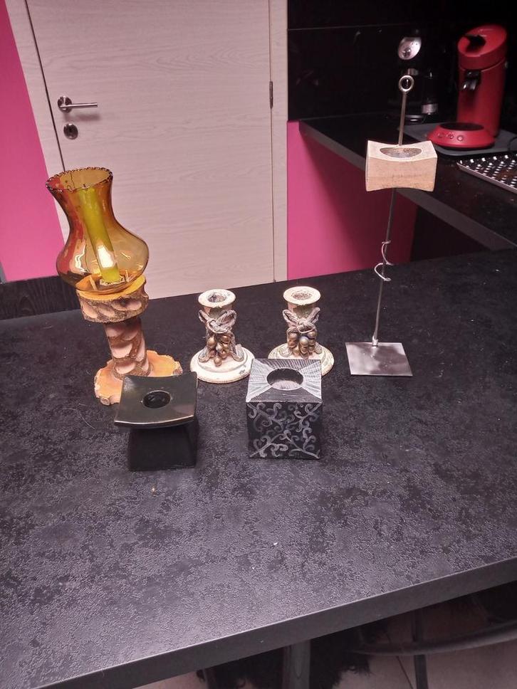 Verschillende kandelaars, Huis en Inrichting, Woonaccessoires | Kandelaars en Kaarsen, Hout, Zwart