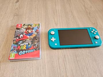 Nintendo Switch lite turquoise + Super mario odyssey, Enlèvement, Turquoise, Comme neuf