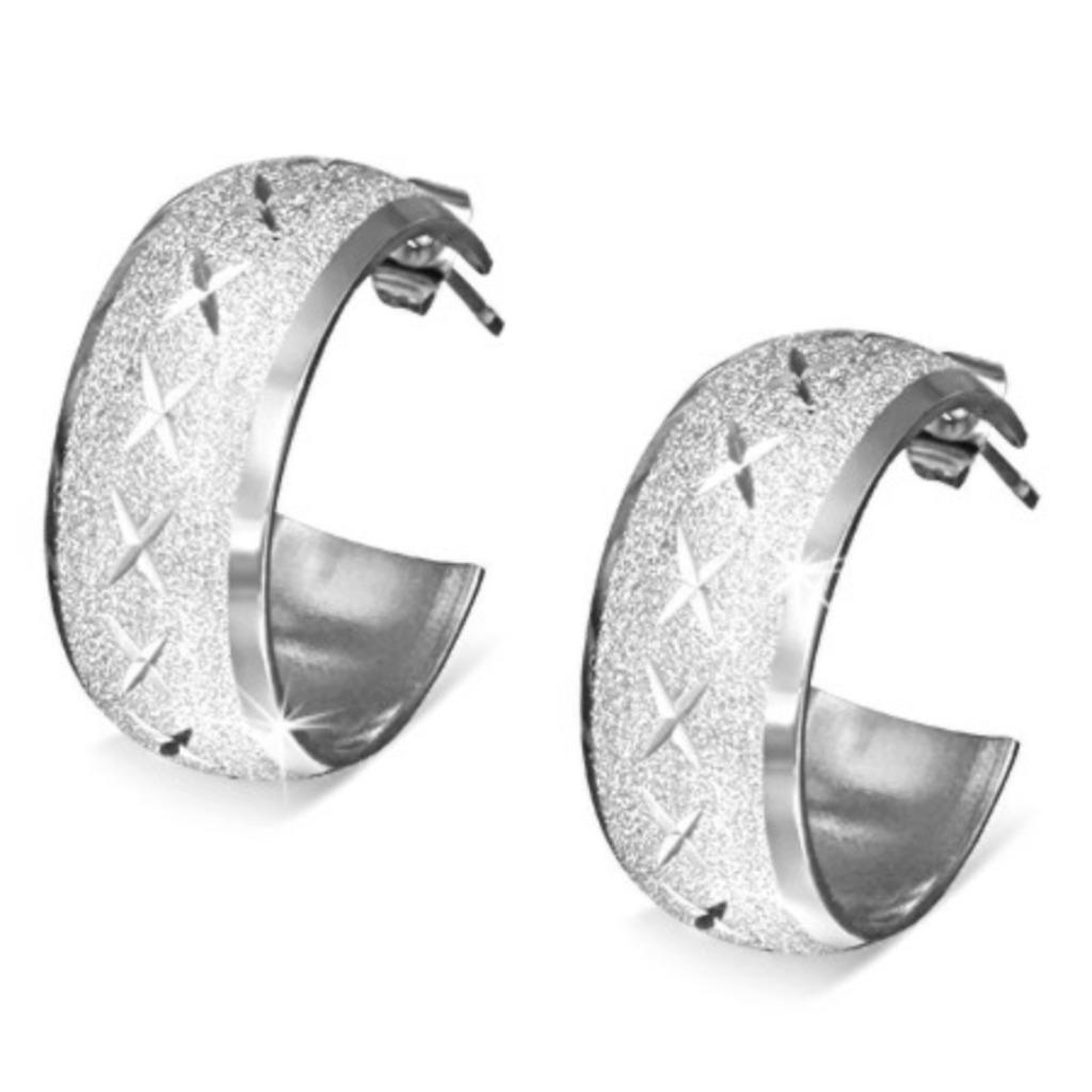 Demi-créoles en acier inoxydable sablé, Enlèvement ou Envoi, Neuf