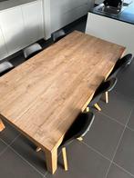 Teak tafel eetplaats + 6 stoelen zwart, Huis en Inrichting, Ophalen, Zo goed als nieuw