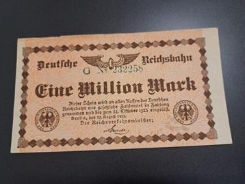 1923 Allemagne 1 million de marks Reichsbahn Berlin