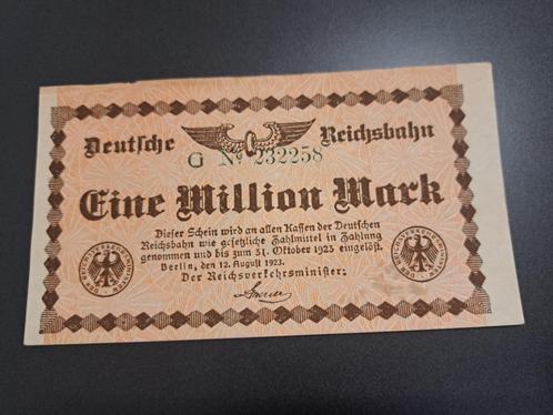 1923 Allemagne 1 million de marks Reichsbahn Berlin, Timbres & Monnaies, Billets de banque | Europe | Billets non-euro, Billets en vrac