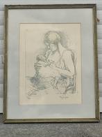 lithographie maternite signe armand rassenfosse, Antiek en Kunst, Ophalen of Verzenden