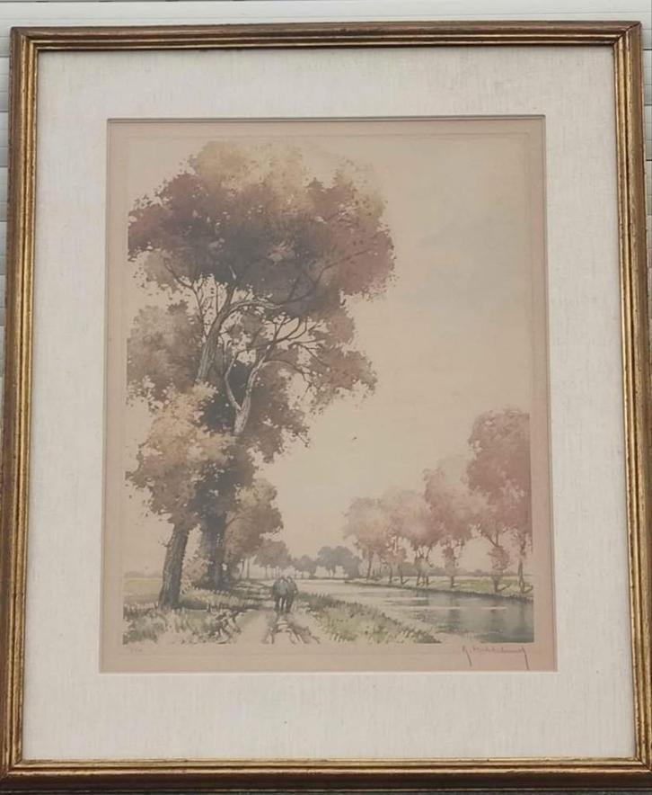 Gravure signe Roger hebbelinck, Antiek en Kunst, Kunst | Etsen en Gravures, Ophalen of Verzenden