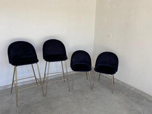 Blauwe velvet stoelen, Huis en Inrichting, Stoelen, Stof, Ophalen