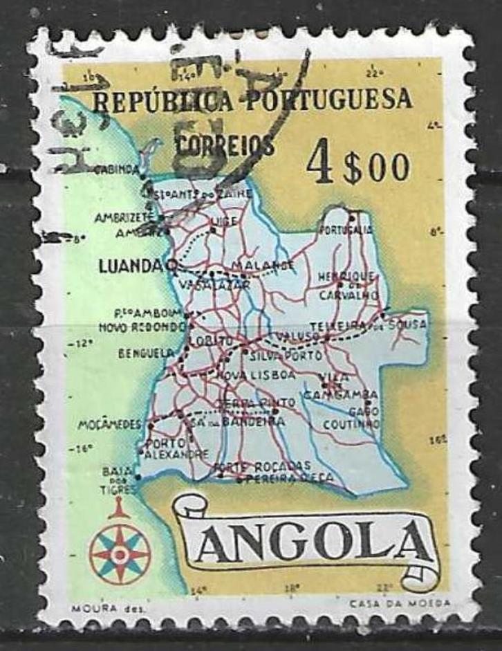 Angola 1955 - Yvert 386 - Kaart van Angola - 4 a. (ST), Postzegels en Munten, Postzegels | Afrika, Verzenden