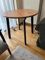 Bruine ronde tafel, zwarte poten, diameter 85 cm, Huis en Inrichting, Rond, Gebruikt, Hout