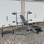 Multifunctionele halterbank + 80kg Gewichten, Sport en Fitness, Ophalen, Zo goed als nieuw