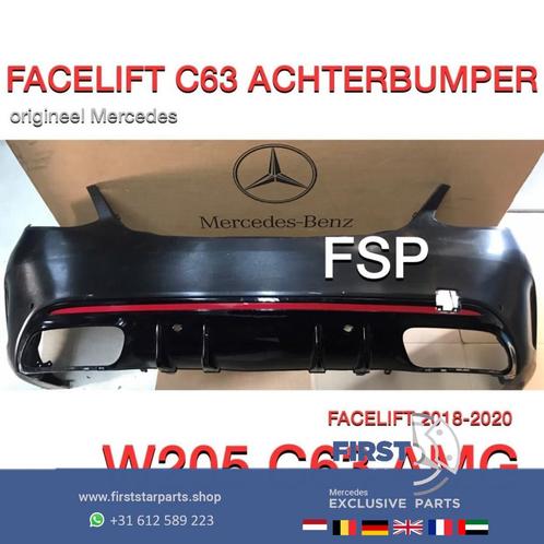 W205 C63 AMG FACELIFT ACHTERBUMPER + DIFFUSER GRIJS ORIGINEE, Auto-onderdelen, Carrosserie, Bumper, Mercedes-Benz, Achter, Gebruikt